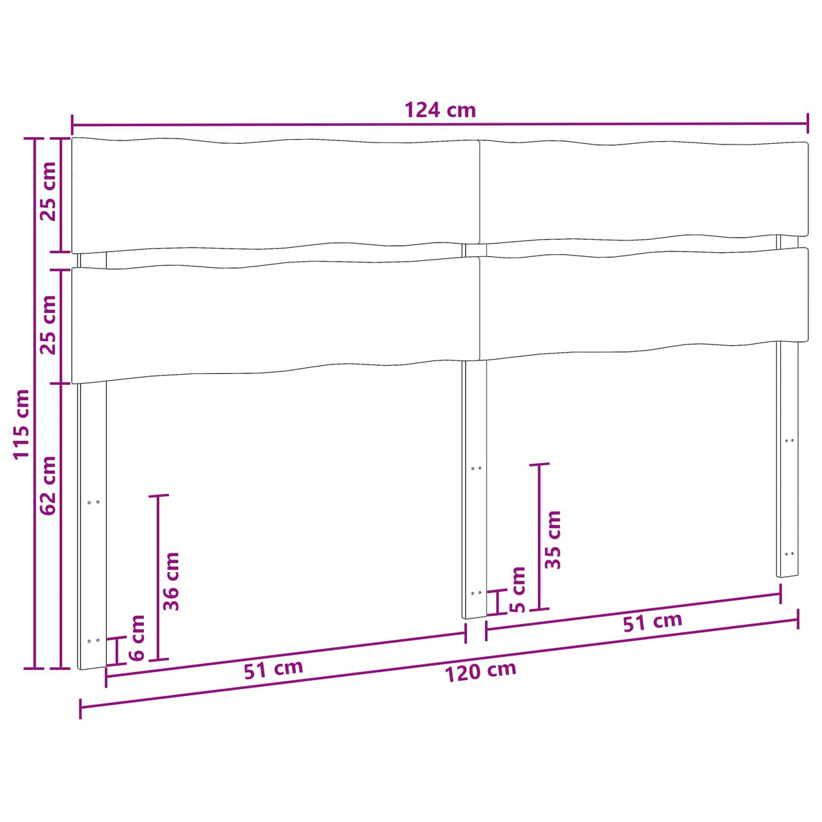vidaXL Zagłówek z naturalnym brzegiem ROSTOCK Biały 120 cm