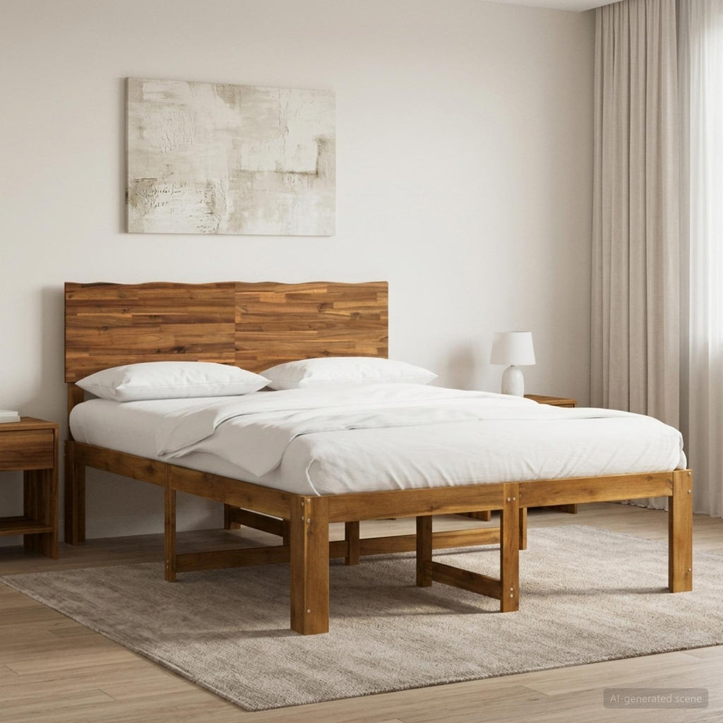 vidaXL Podwójna rama łóżka z wezgłowiem ROSTOCK naturalny 120 x 190 cm