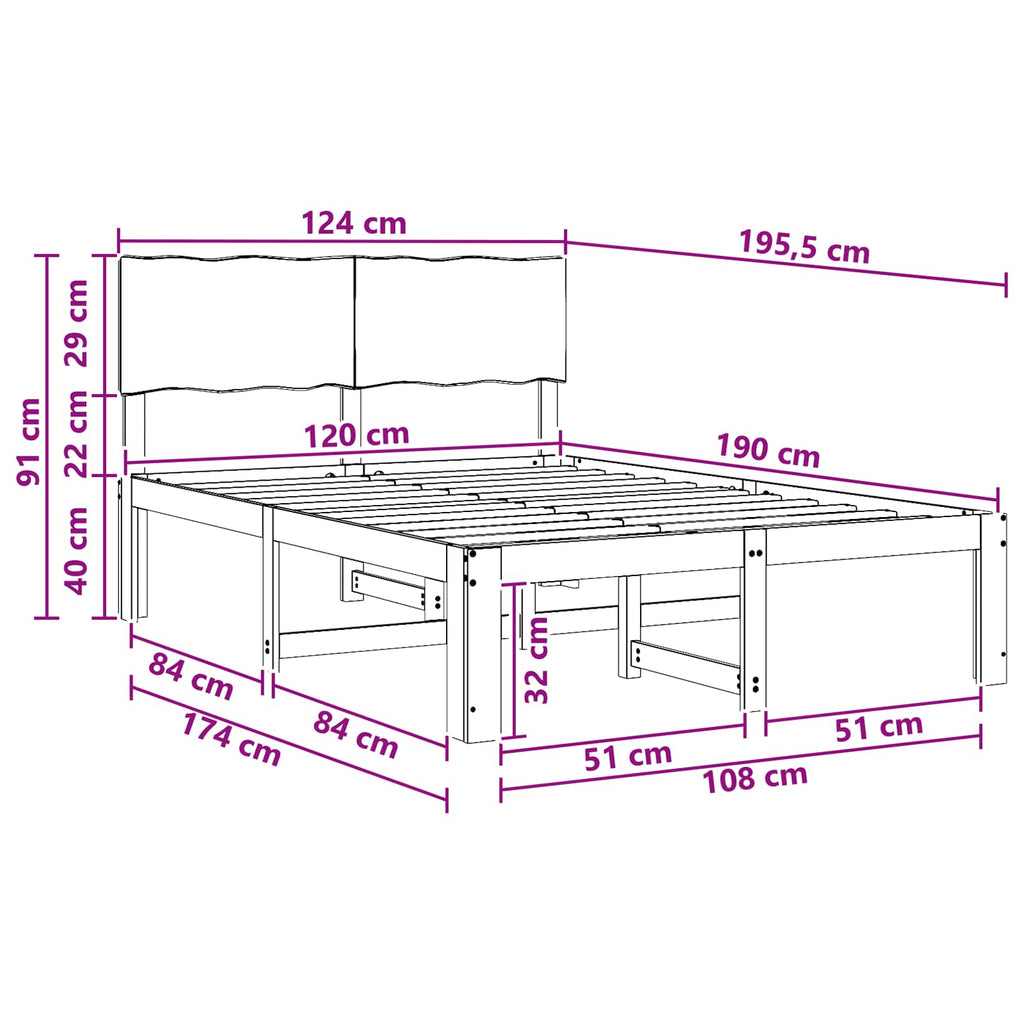 vidaXL Podwójna rama łóżka z wezgłowiem ROSTOCK Biały 120 x 190 cm