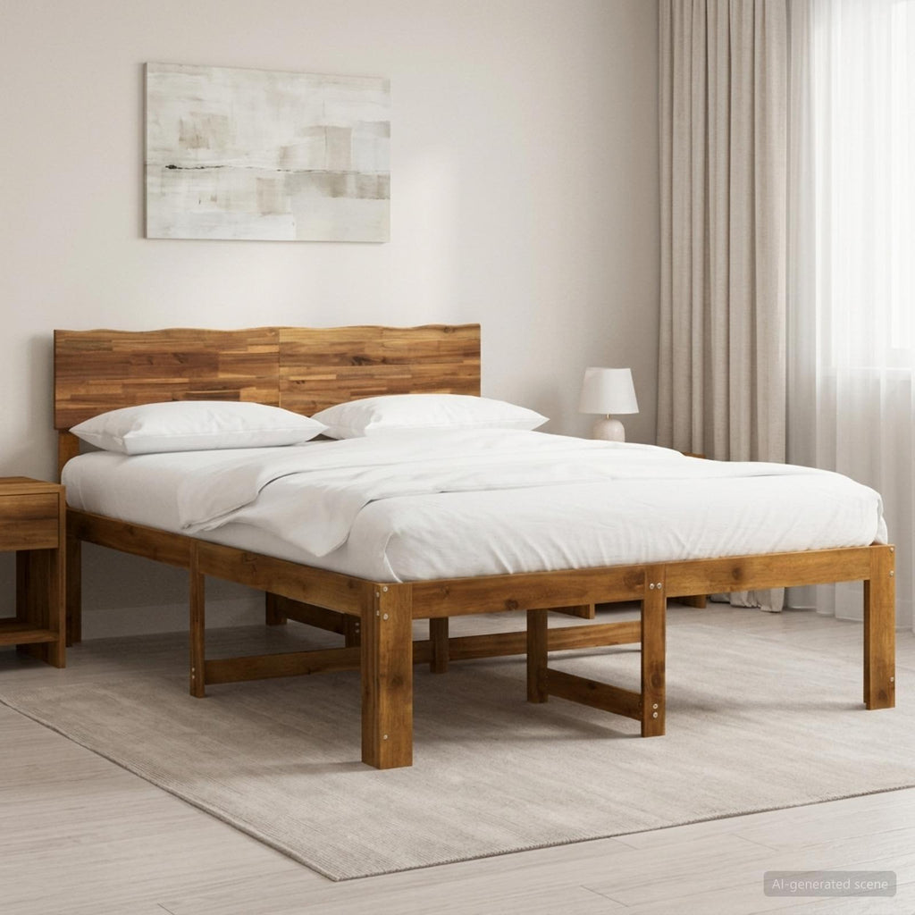 vidaXL Podwójna rama łóżka z wezgłowiem ROSTOCK naturalny 135 x 190 cm