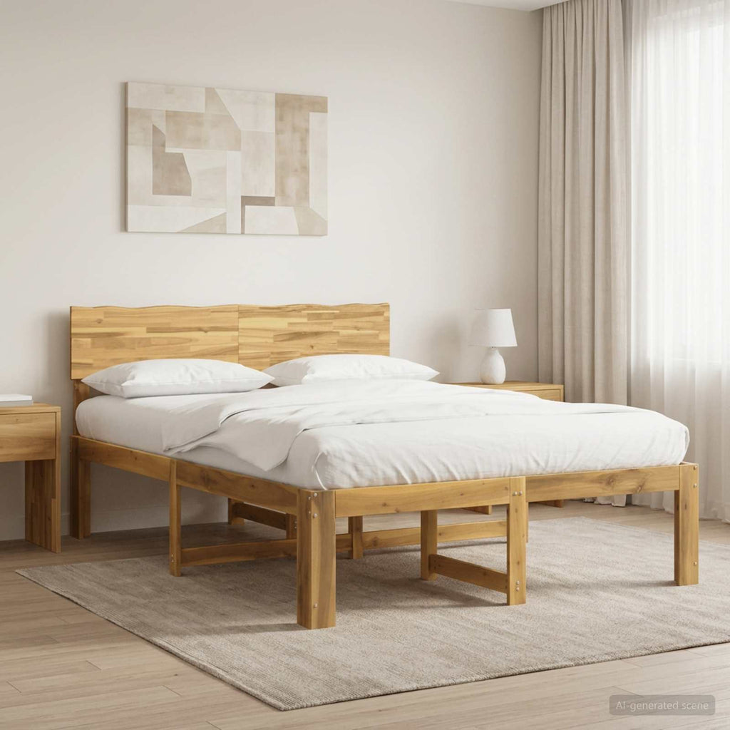 vidaXL Podwójna rama łóżka z wezgłowiem ROSTOCK Biały 135 x 190 cm