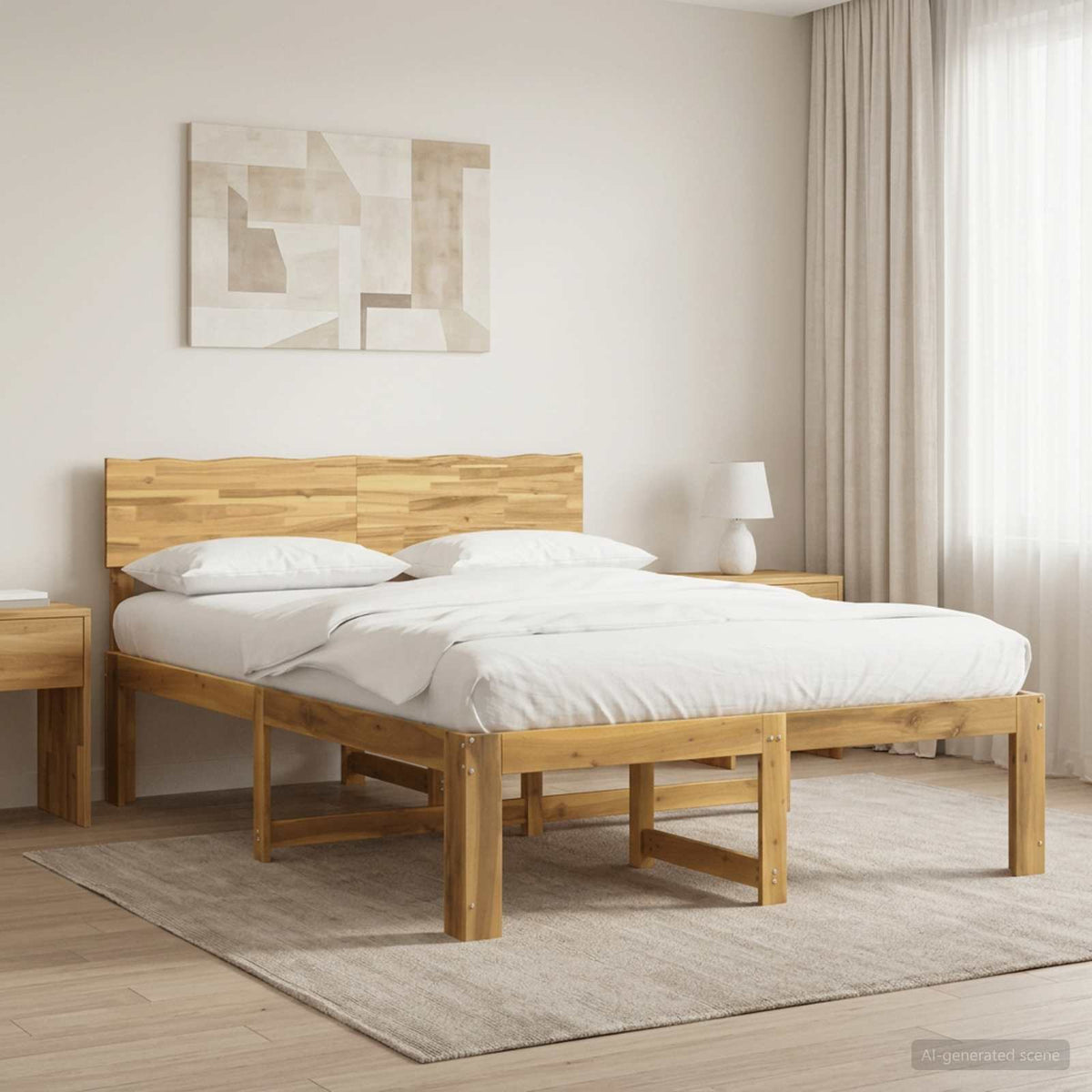 vidaXL Podwójna rama łóżka z wezgłowiem ROSTOCK Biały 135 x 190 cm