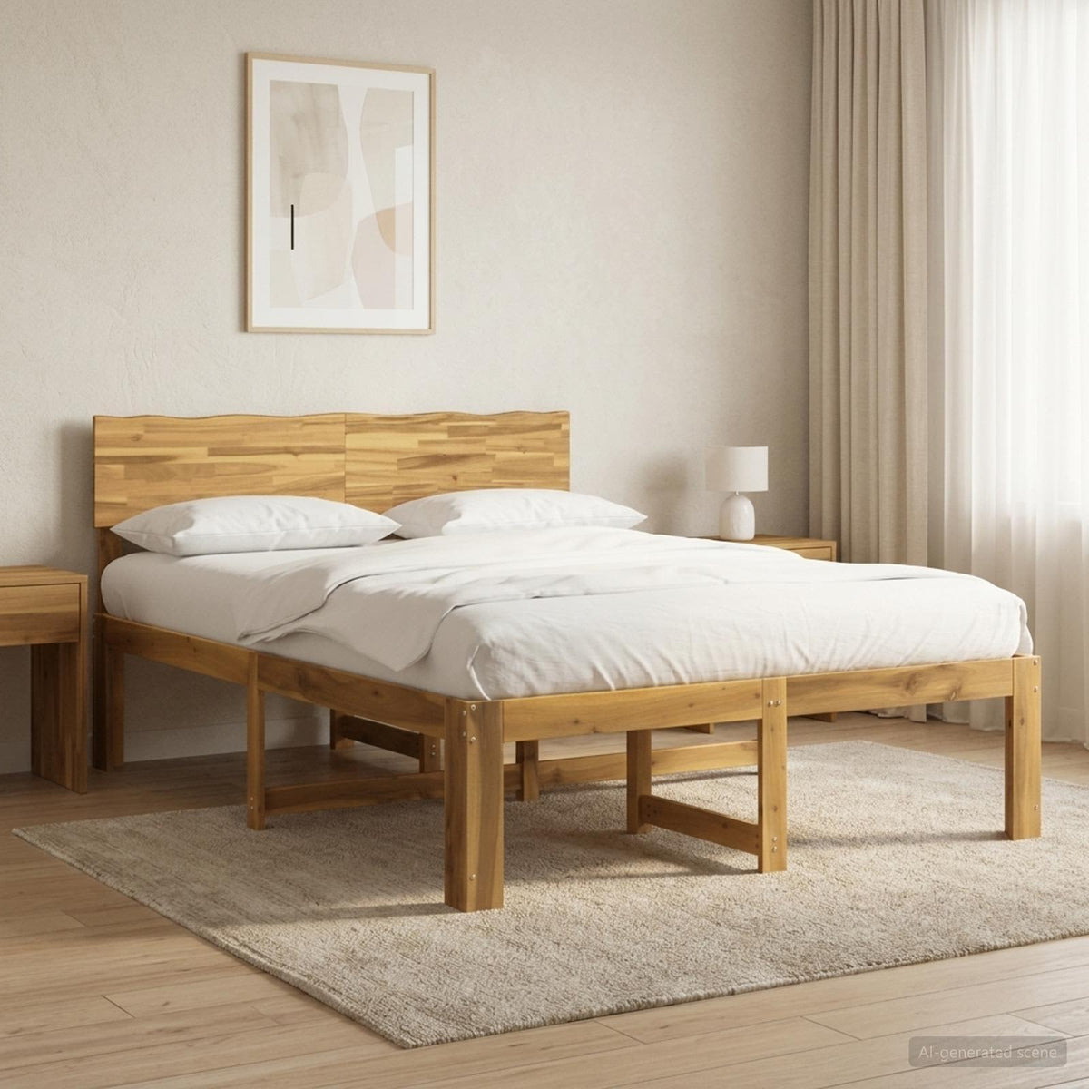 vidaXL Podwójna rama łóżka z wezgłowiem ROSTOCK Biały 140 x 190 cm