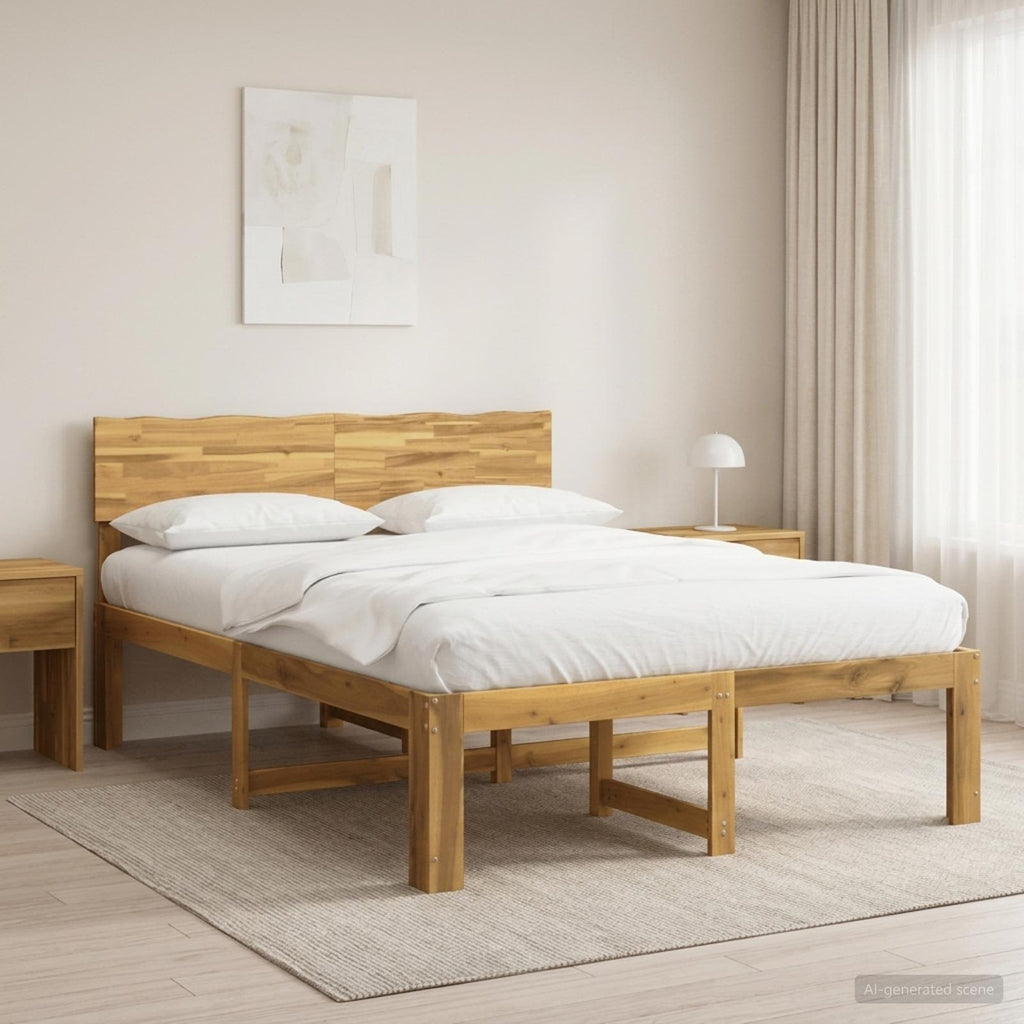 vidaXL Podwójna rama łóżka z wezgłowiem ROSTOCK Biały 120 x 200 cm