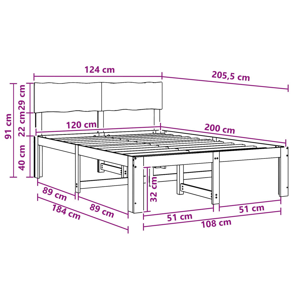 vidaXL Podwójna rama łóżka z wezgłowiem ROSTOCK Biały 120 x 200 cm