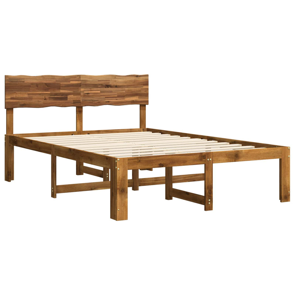 vidaXL Podwójna rama łóżka z wezgłowiem ROSTOCK naturalny 140 x 200 cm