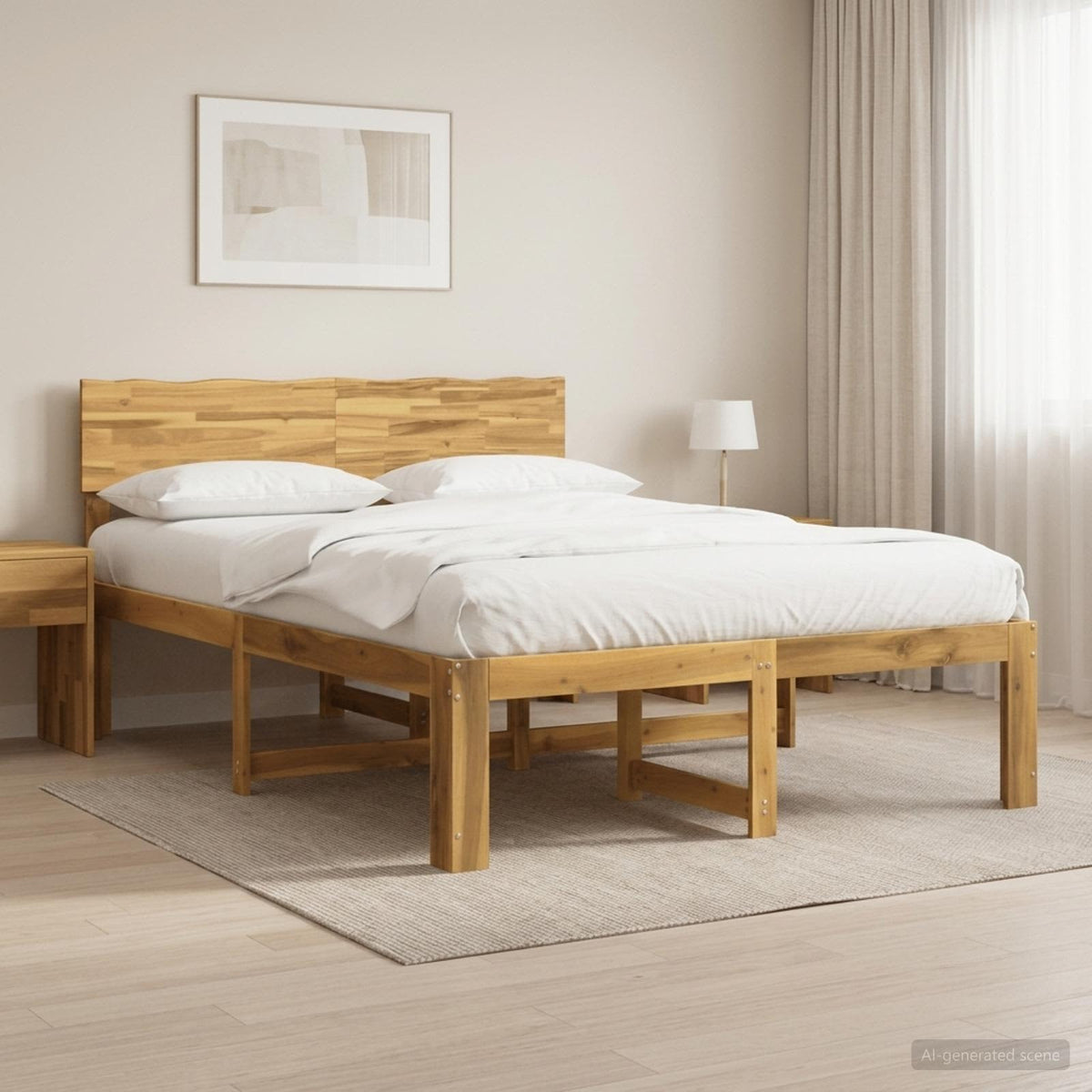 vidaXL Podwójna rama łóżka z wezgłowiem ROSTOCK Biały 140 x 200 cm