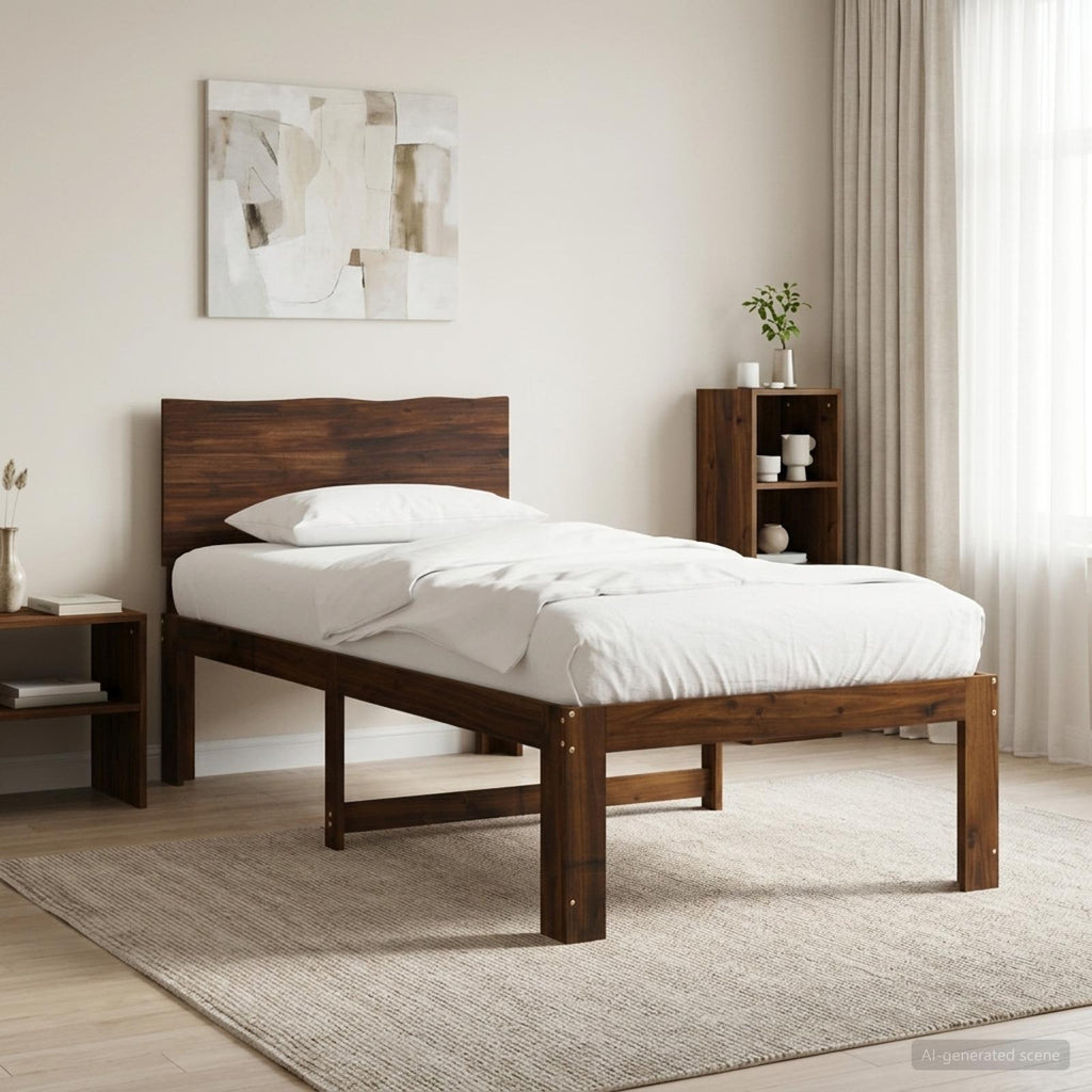vidaXL Łóżko pojedyncze z zagłówkiem ROSTOCK Ciemny brąz 75 x 190 cm