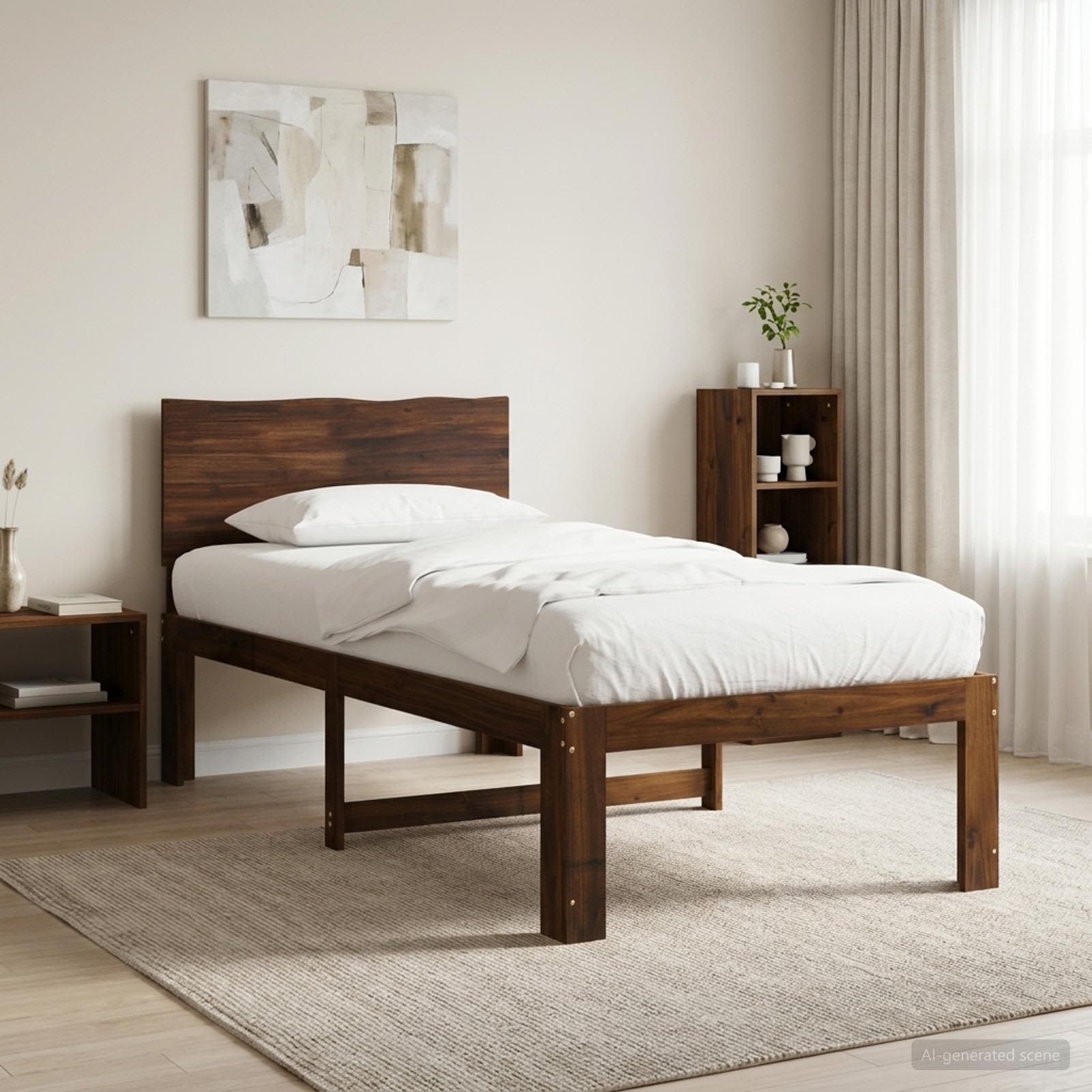 vidaXL Łóżko pojedyncze z zagłówkiem ROSTOCK Ciemny brąz 75 x 190 cm