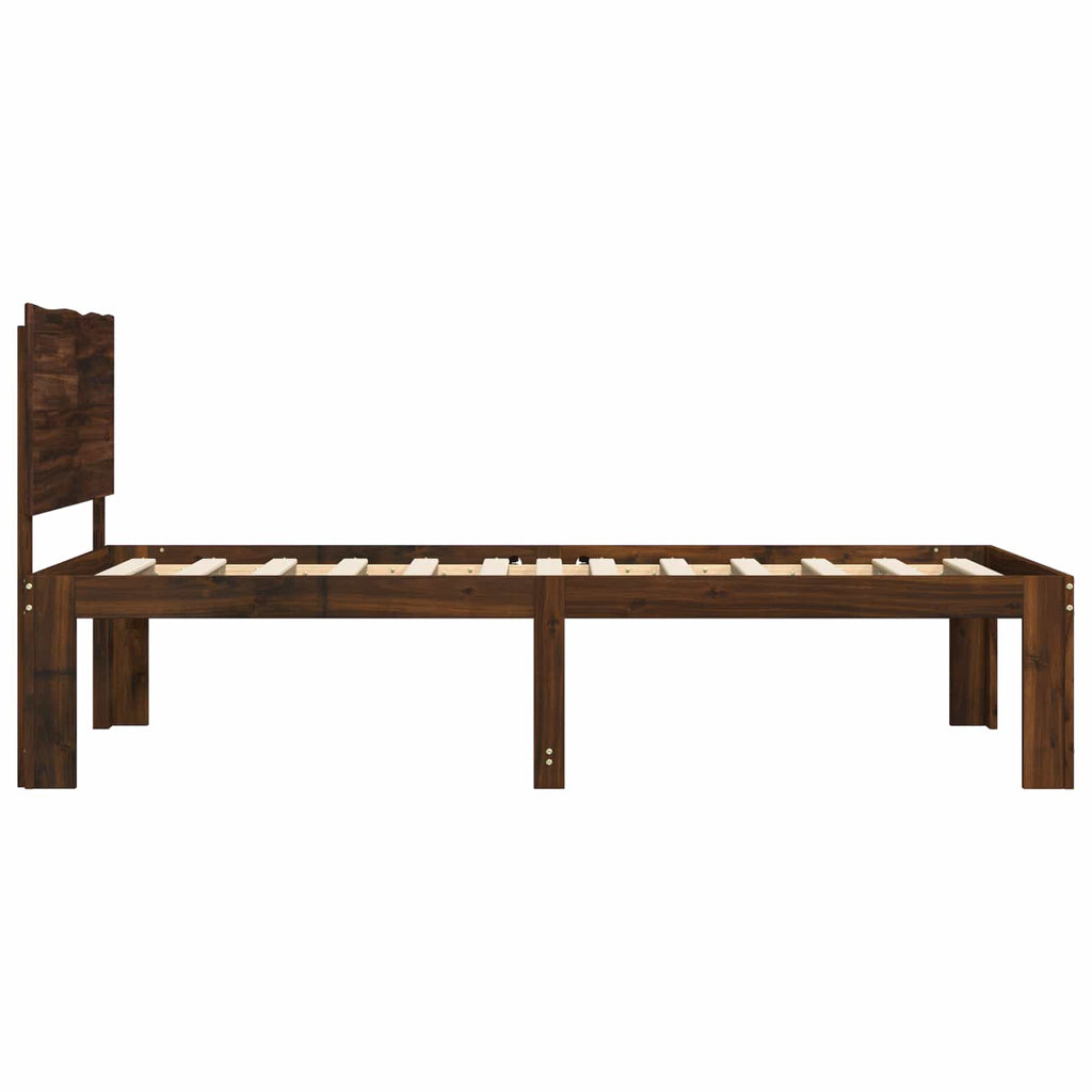 vidaXL Łóżko pojedyncze z zagłówkiem ROSTOCK Ciemny brąz 75 x 190 cm