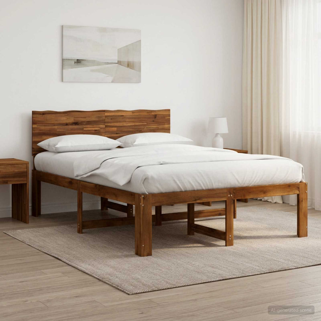 vidaXL Podwójna rama łóżka z wezgłowiem ROSTOCK naturalny 120 x 200 cm