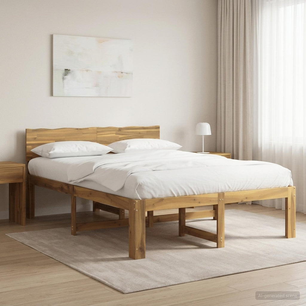 vidaXL Podwójna rama łóżka z wezgłowiem ROSTOCK Biały 120 x 190 cm