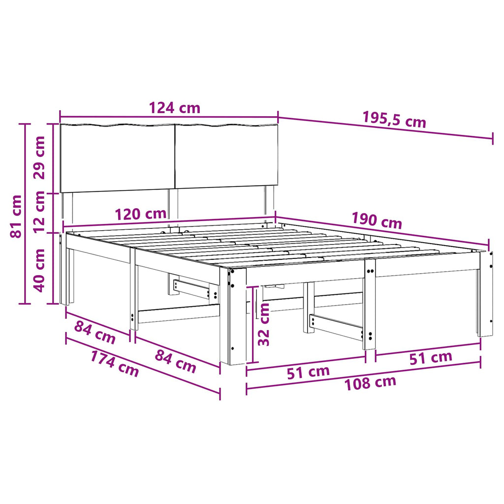 vidaXL Podwójna rama łóżka z wezgłowiem ROSTOCK Biały 120 x 190 cm