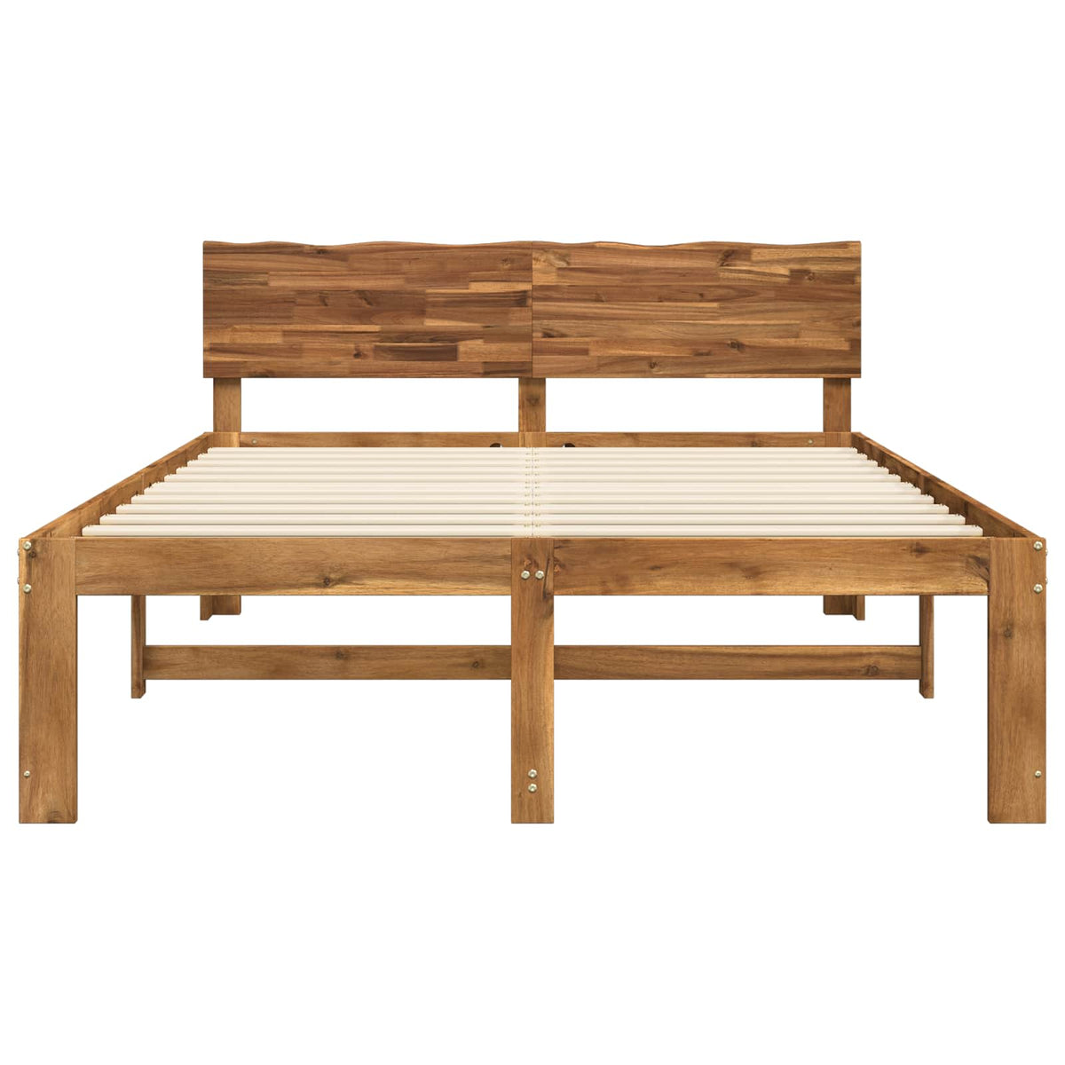 vidaXL Podwójna rama łóżka z wezgłowiem ROSTOCK naturalny 135 x 190 cm