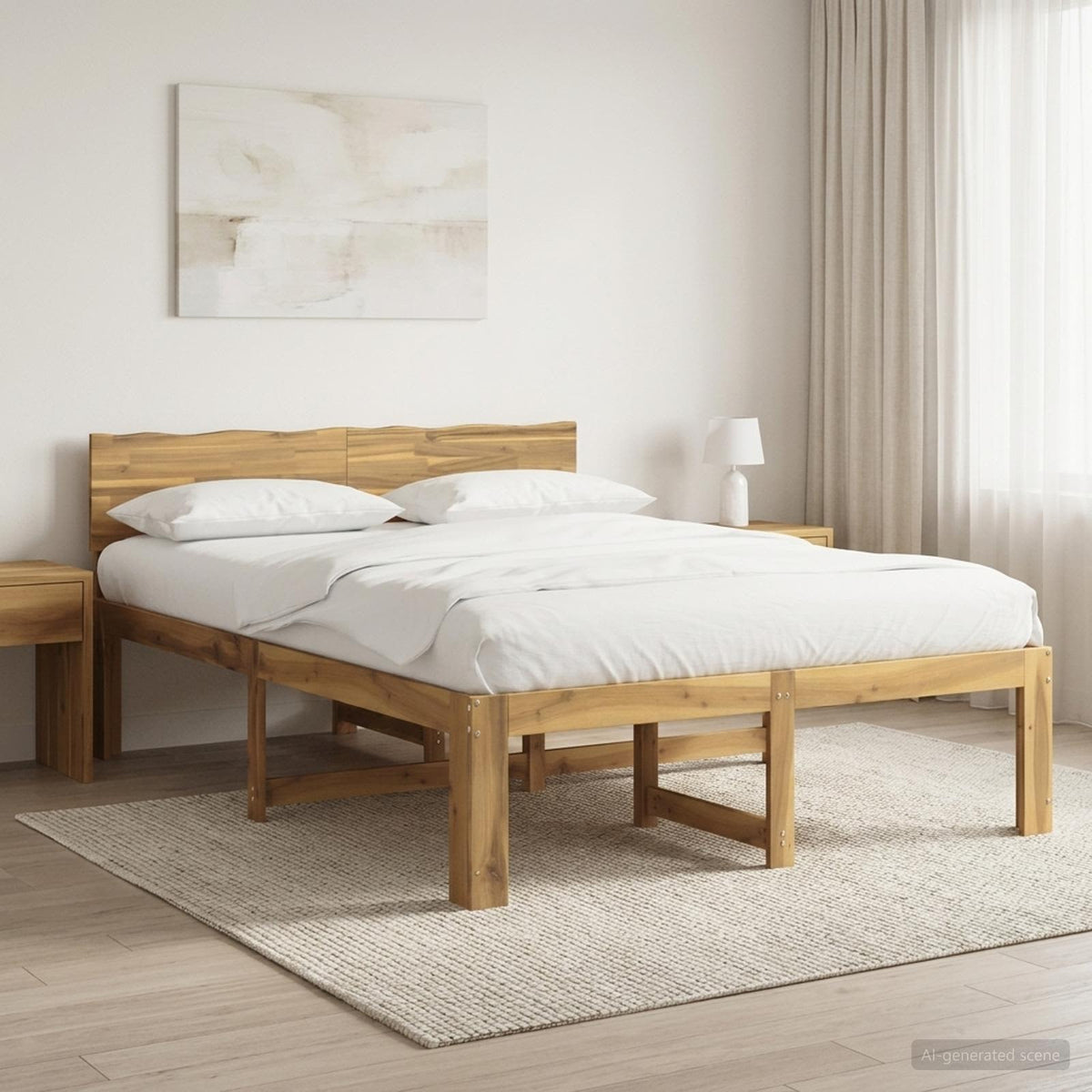 vidaXL Podwójna rama łóżka z wezgłowiem ROSTOCK Biały 135 x 190 cm