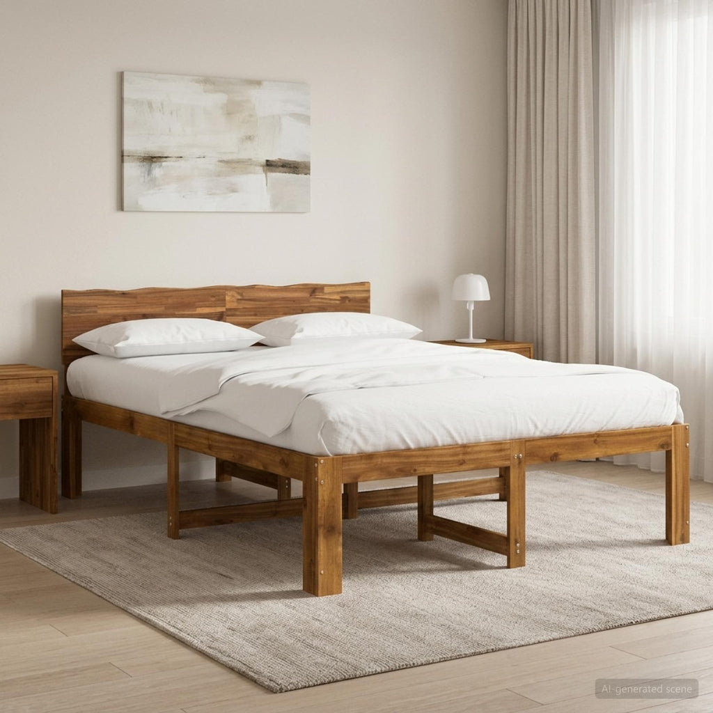 vidaXL Podwójna rama łóżka z wezgłowiem ROSTOCK naturalny 140 x 190 cm