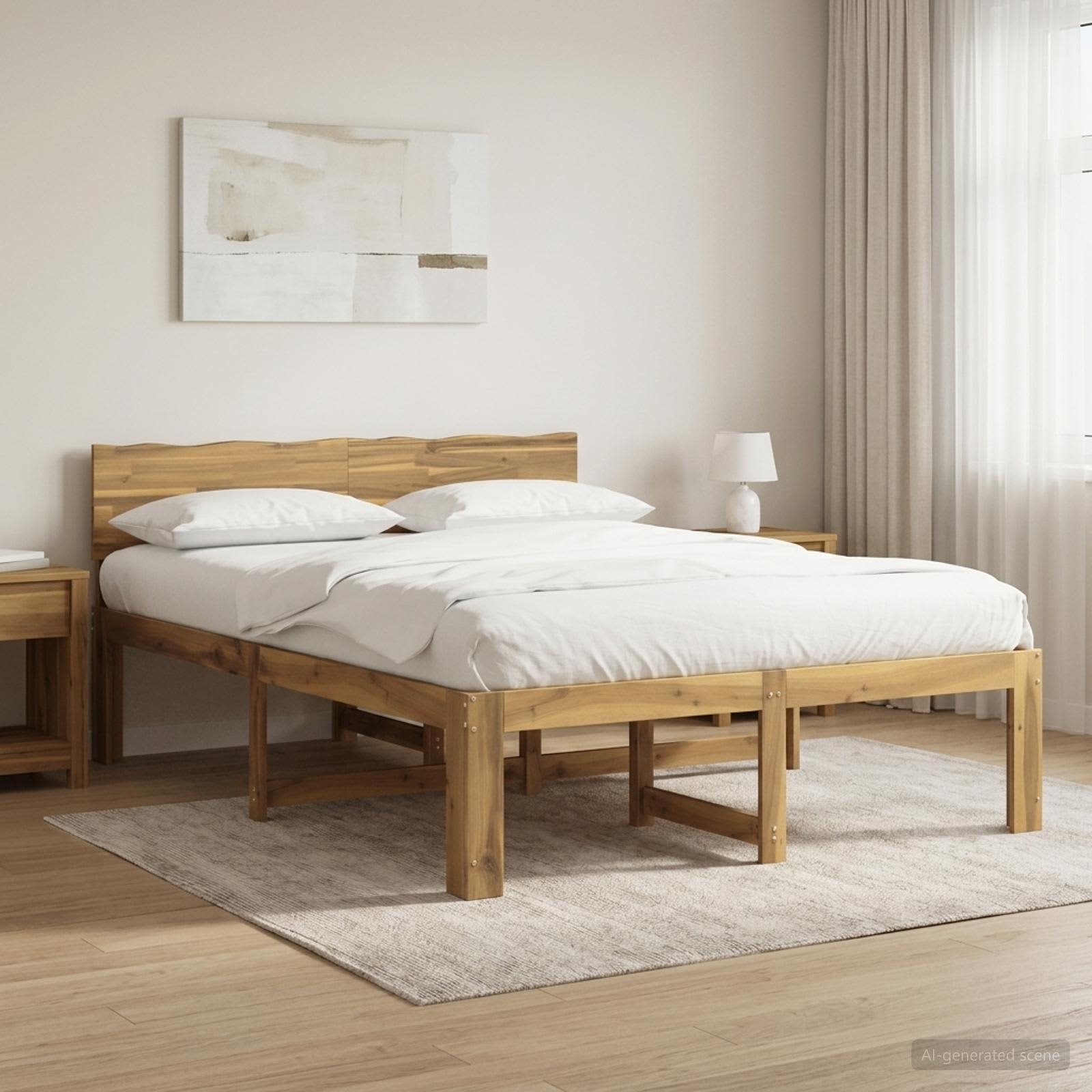 vidaXL Podwójna rama łóżka z wezgłowiem ROSTOCK Biały 140 x 190 cm