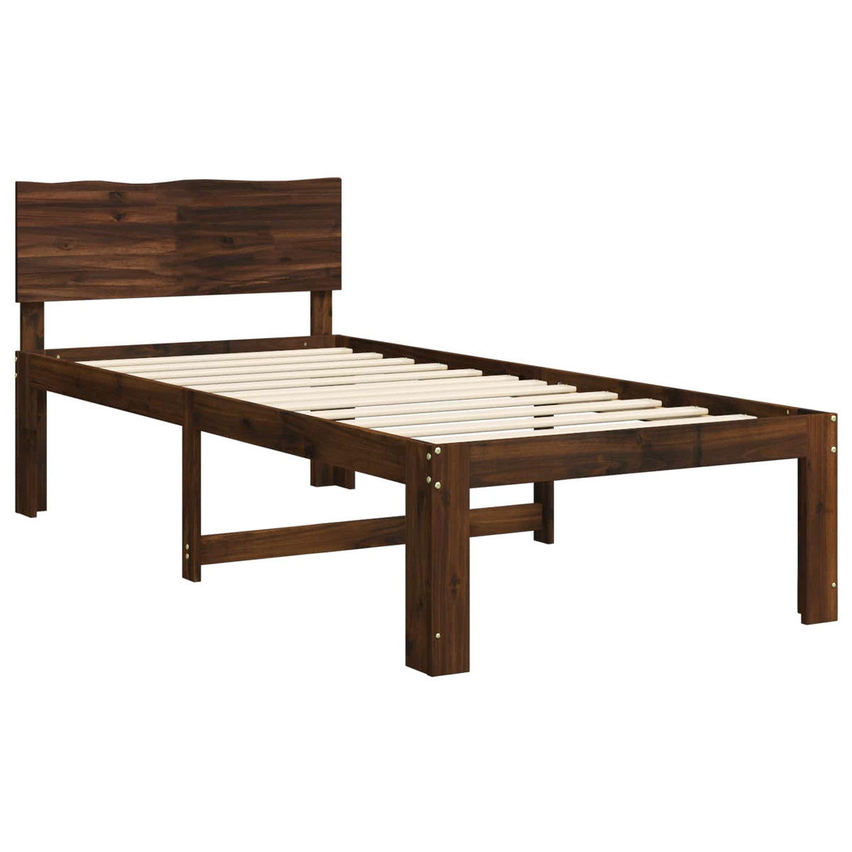 vidaXL Łóżko pojedyncze z zagłówkiem ROSTOCK Ciemny brąz 90 x 200 cm