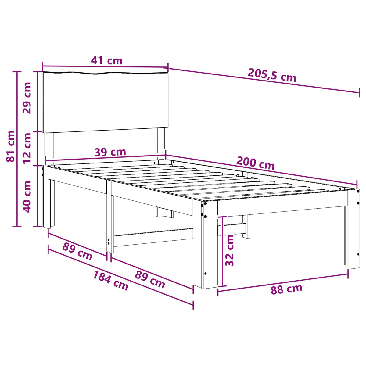 vidaXL Łóżko pojedyncze z zagłówkiem ROSTOCK Biały 100 x 200 cm