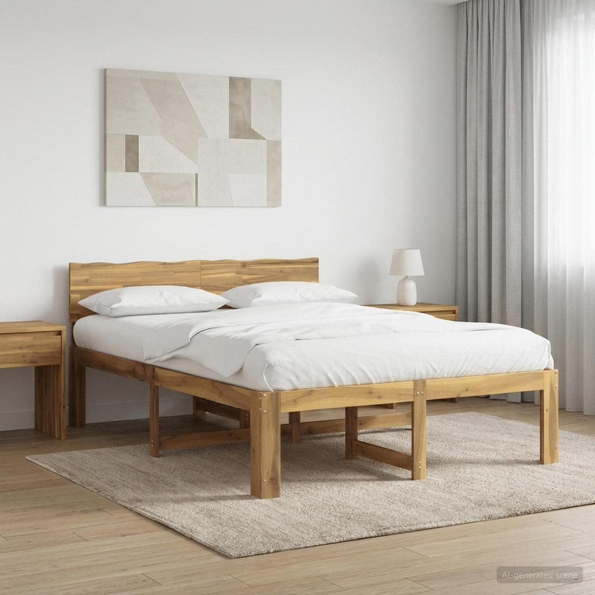 vidaXL Podwójna rama łóżka z wezgłowiem ROSTOCK Biały 120 x 200 cm