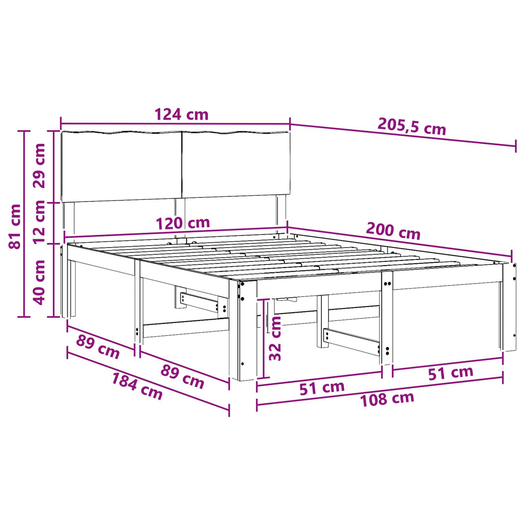 vidaXL Podwójna rama łóżka z wezgłowiem ROSTOCK Biały 120 x 200 cm