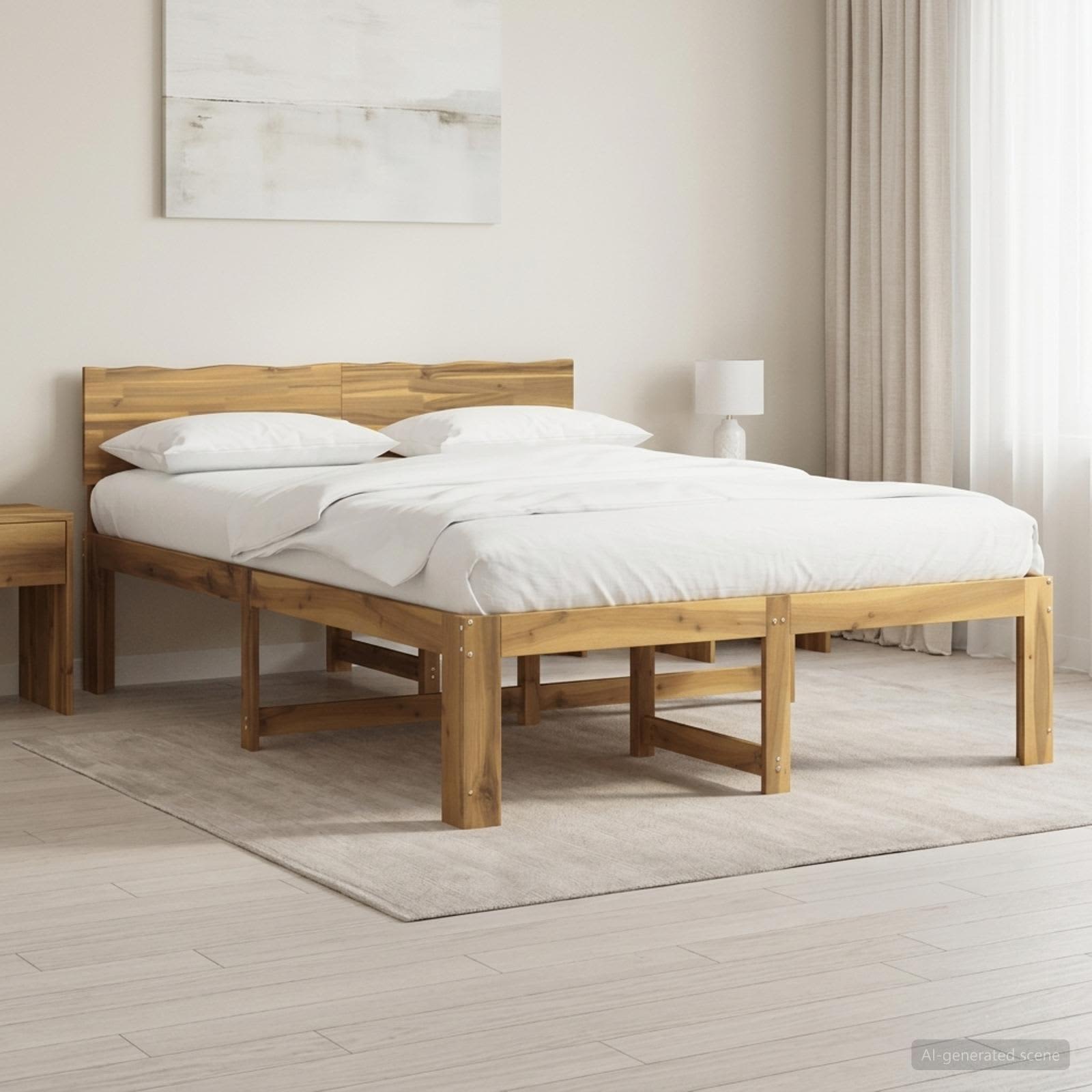 vidaXL Podwójna rama łóżka z wezgłowiem ROSTOCK Biały 140 x 200 cm
