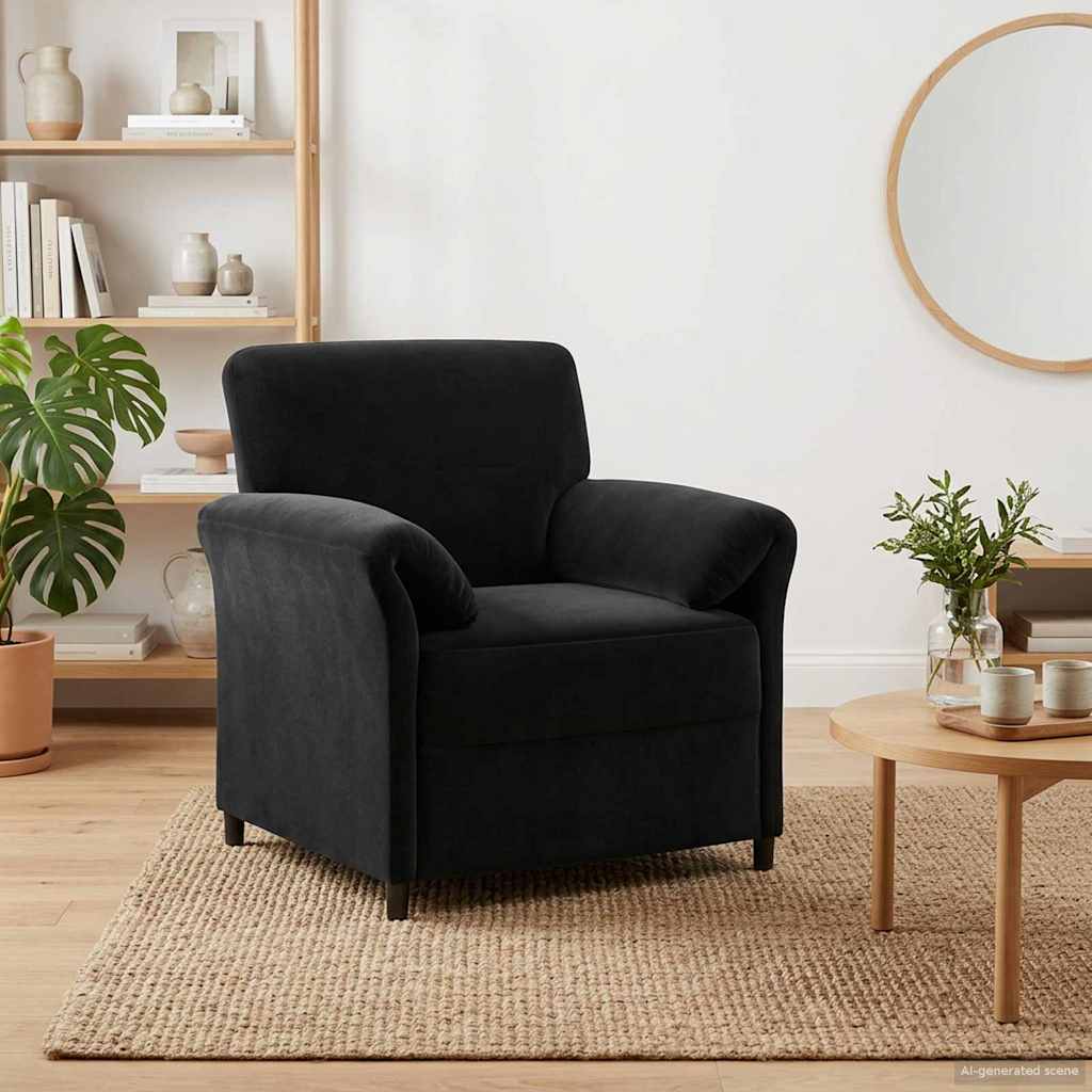vidaXL Sofa 1-osobowa Czarny 88 x 83 x 95 cm Welur