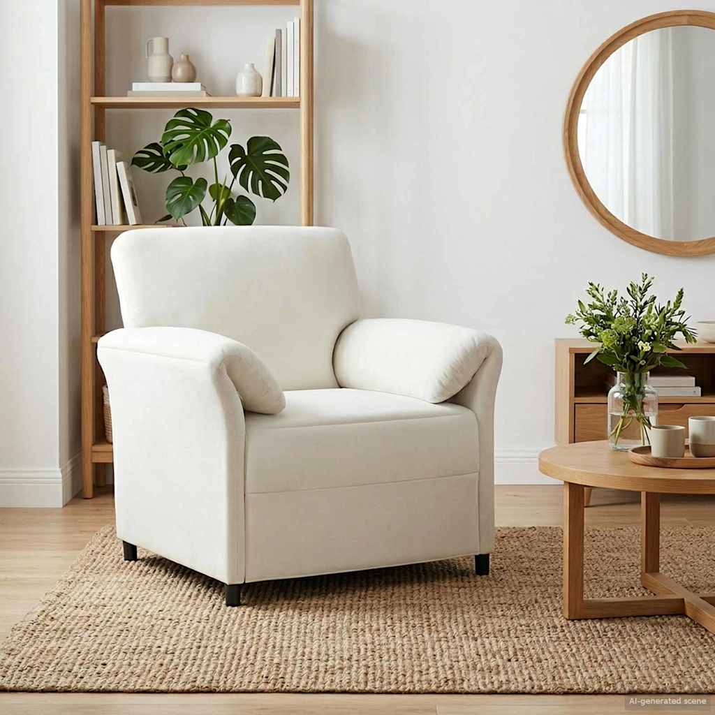 vidaXL Sofa 1-osobowa kremowy 88 x 83 x 95 cm Welur