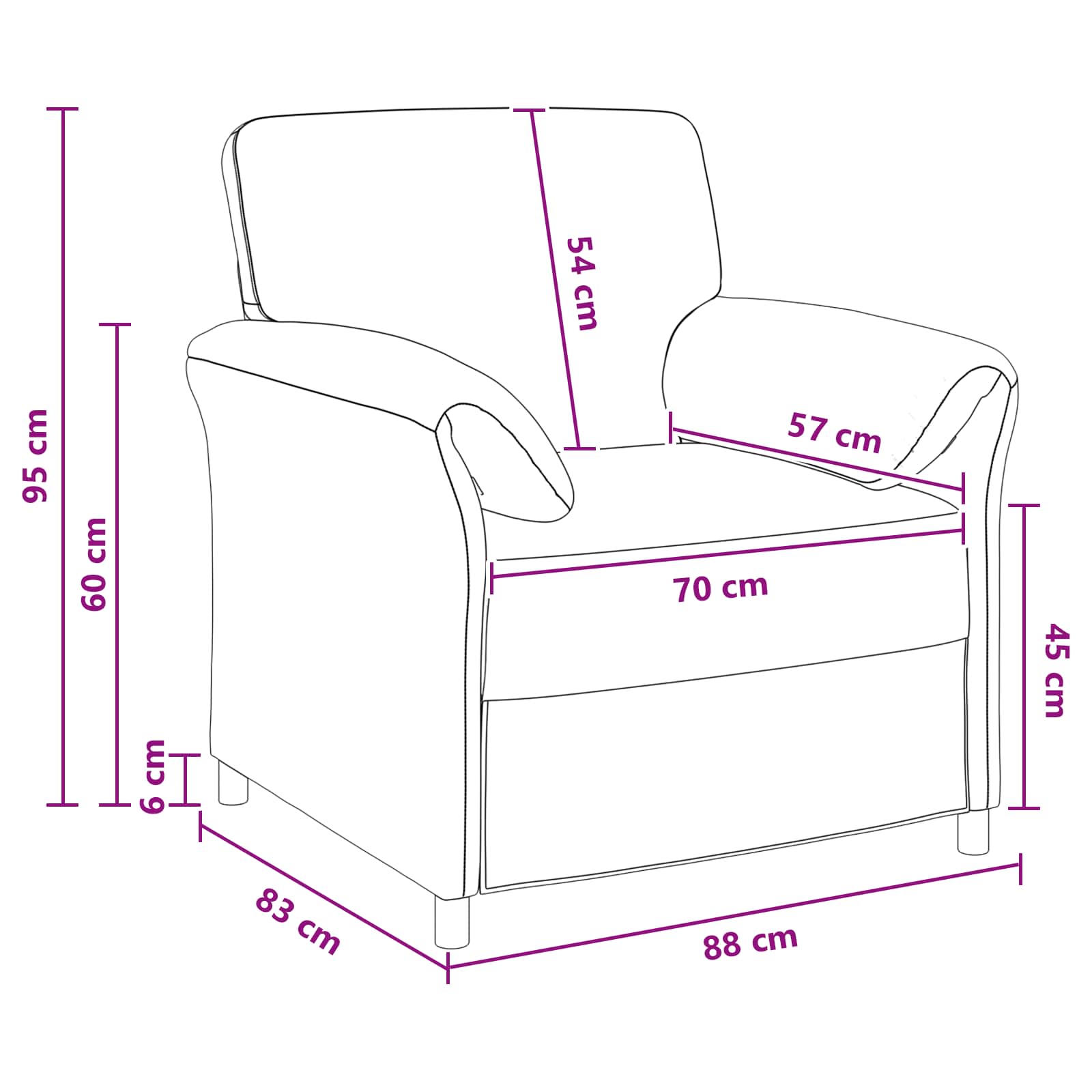 vidaXL Sofa 1-osobowa niebieski 88 x 83 x 95 cm Welur