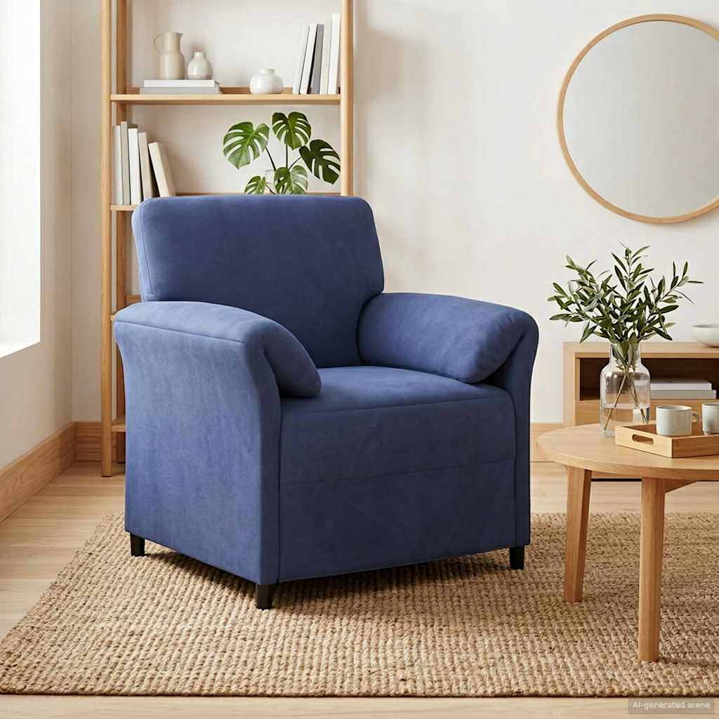 vidaXL Sofa 1-osobowa Niebieski policyjny 88 x 83 x 95 cm Welur