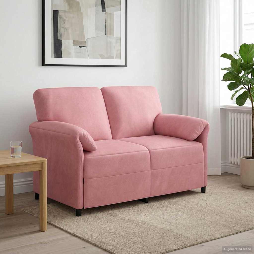 vidaXL Sofa dwuosobowa różowy 138 x 83 x 95 cm Welur