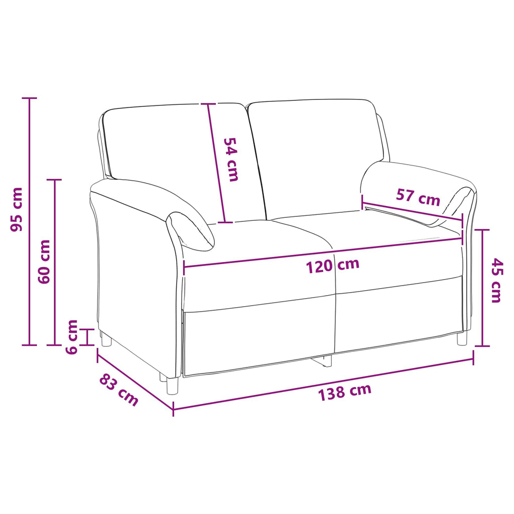vidaXL Sofa dwuosobowa Czerwone wino 138 x 83 x 95 cm Welur