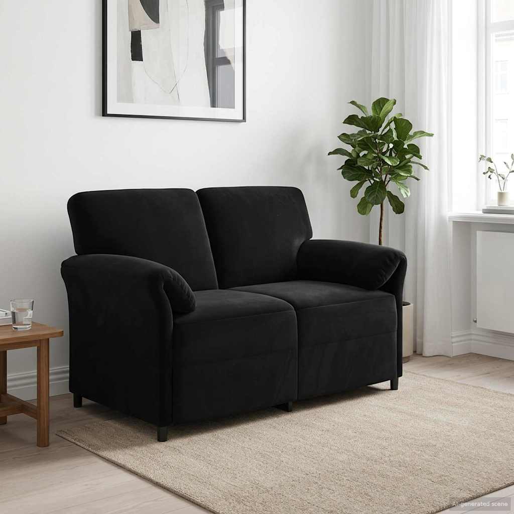 vidaXL Sofa dwuosobowa Czarny 138 x 83 x 95 cm Welur