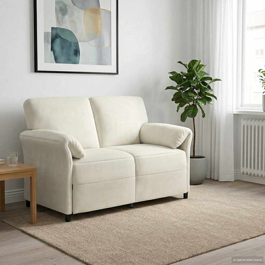vidaXL Sofa dwuosobowa kremowy 138 x 83 x 95 cm Welur
