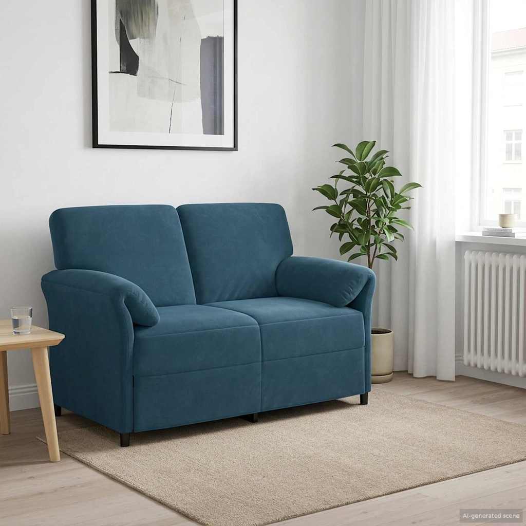 vidaXL Sofa dwuosobowa niebieski 138 x 83 x 95 cm Welur