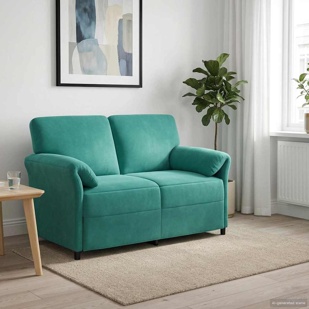 vidaXL Sofa dwuosobowa Turkusowy 138 x 83 x 95 cm Welur