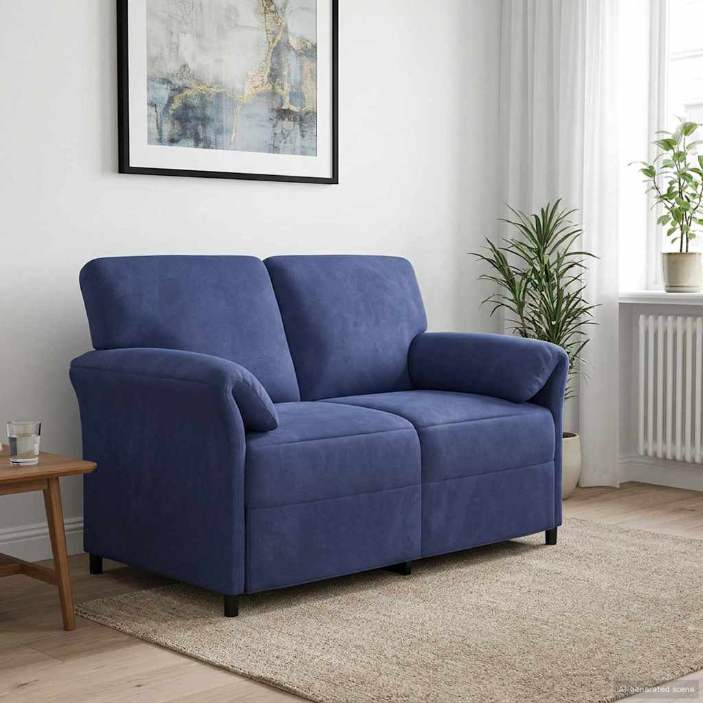 vidaXL Sofa dwuosobowa Niebieski policyjny 138 x 83 x 95 cm Welur