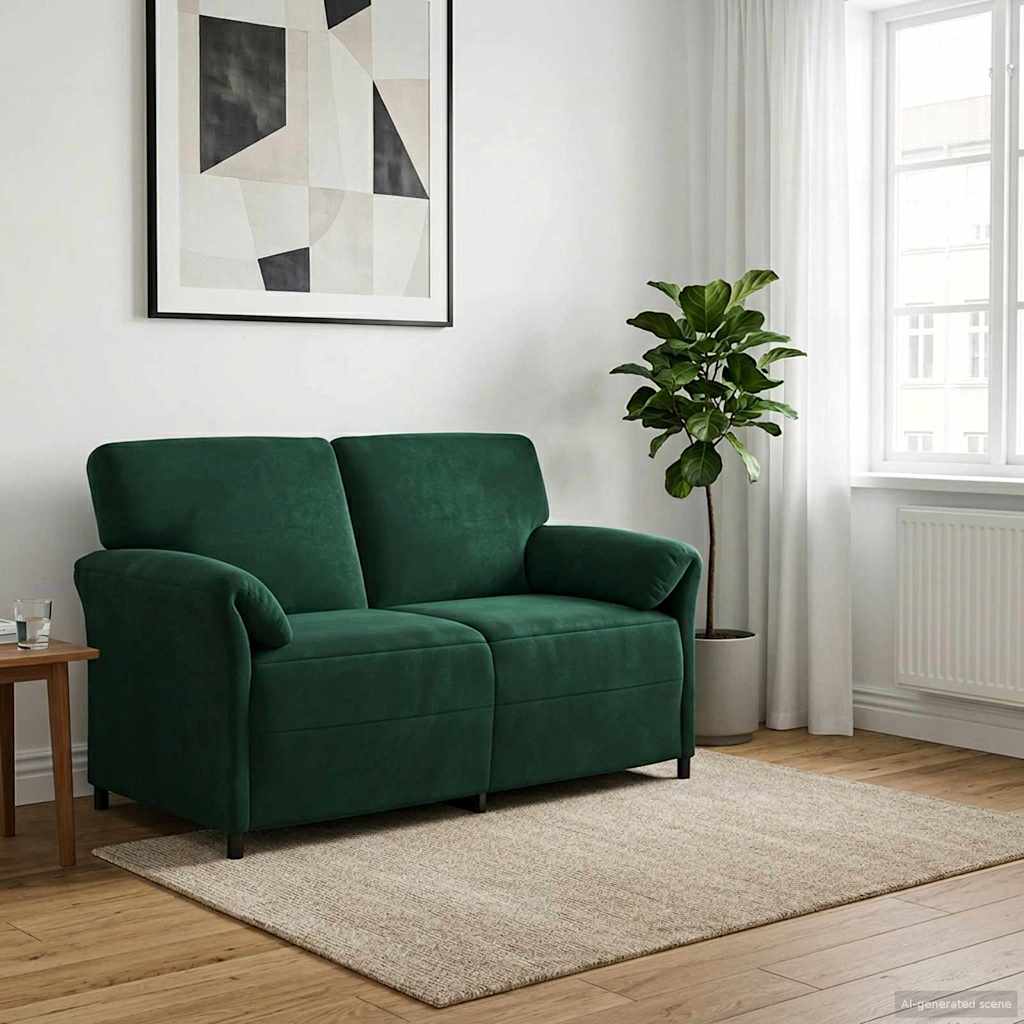 vidaXL Sofa dwuosobowa Ciemnozielony 158 x 83 x 95 cm Welur