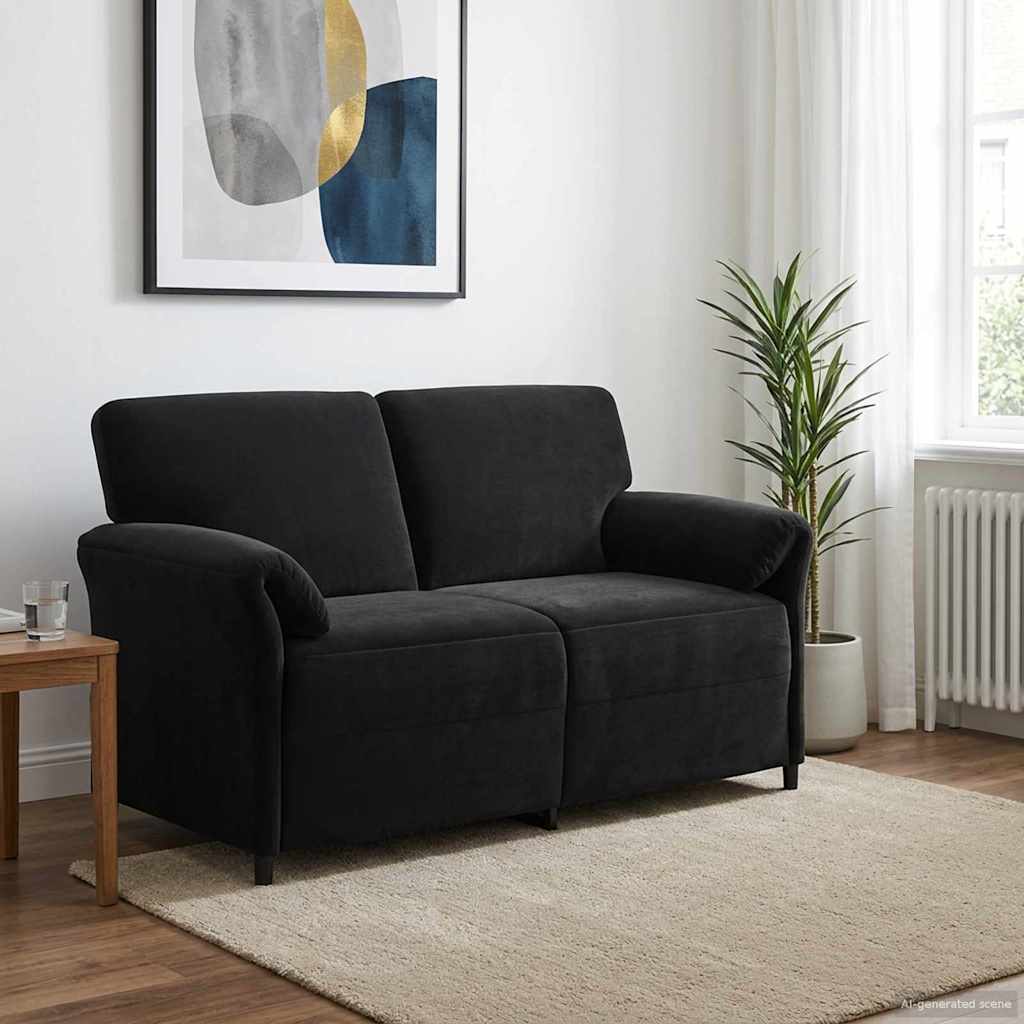 vidaXL Sofa dwuosobowa Czarny 158 x 83 x 95 cm Welur