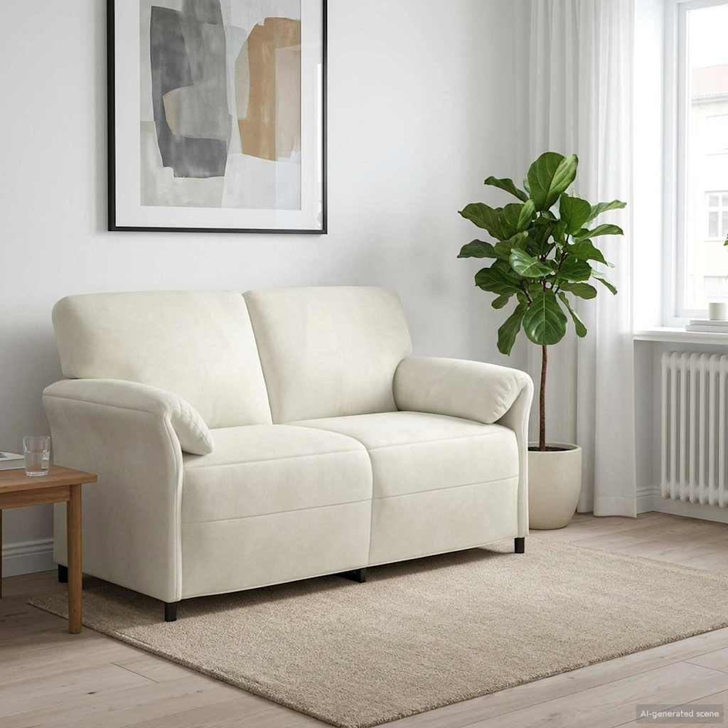 vidaXL Sofa dwuosobowa kremowy 158 x 83 x 95 cm Welur