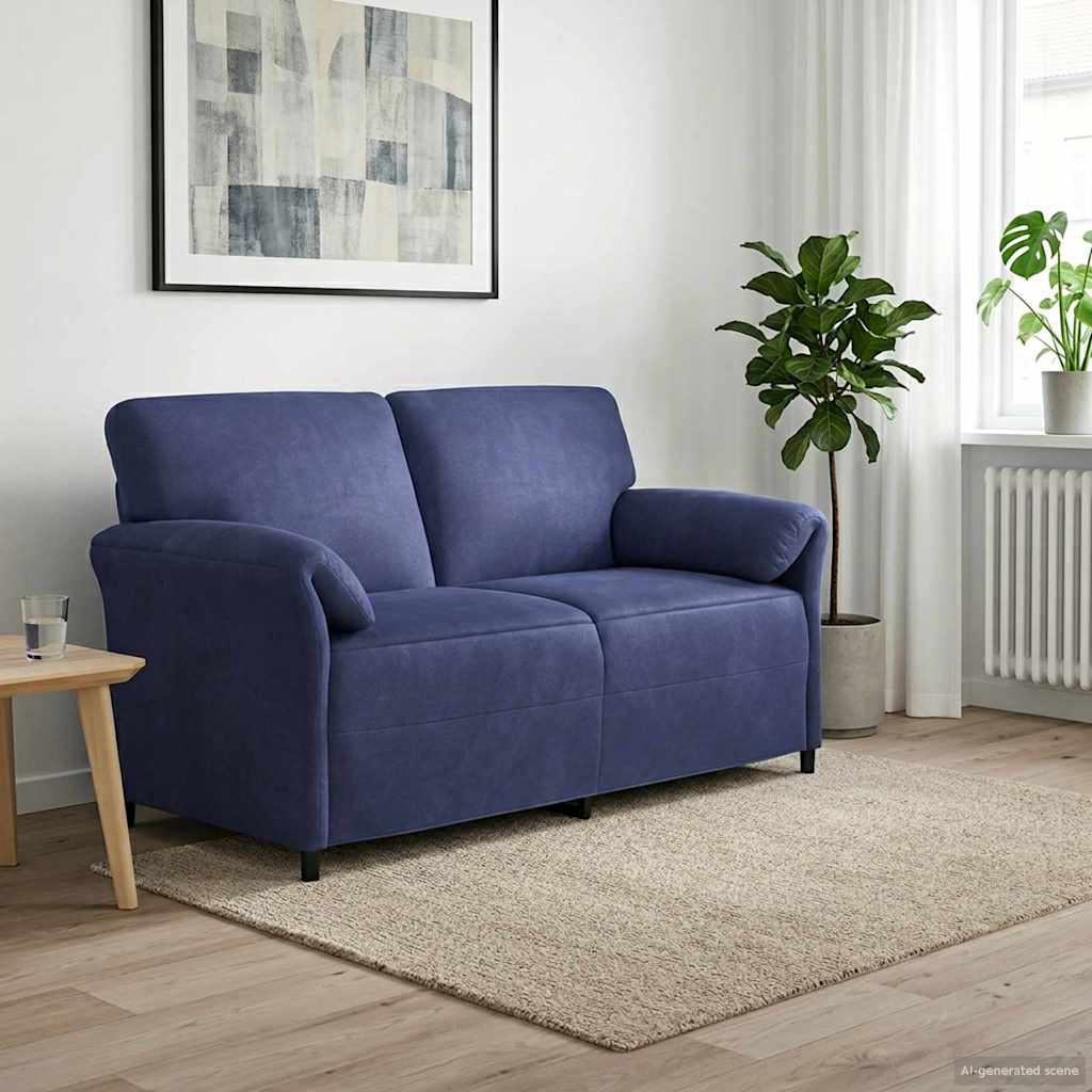 vidaXL Sofa dwuosobowa Niebieski policyjny 158 x 83 x 95 cm Welur