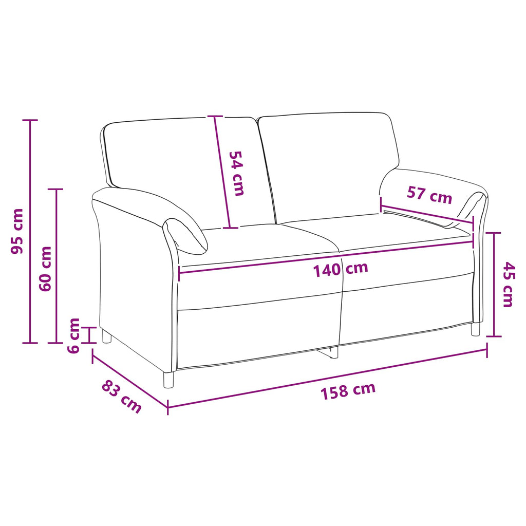 vidaXL Sofa dwuosobowa Fioletowy 158 x 83 x 95 cm Welur