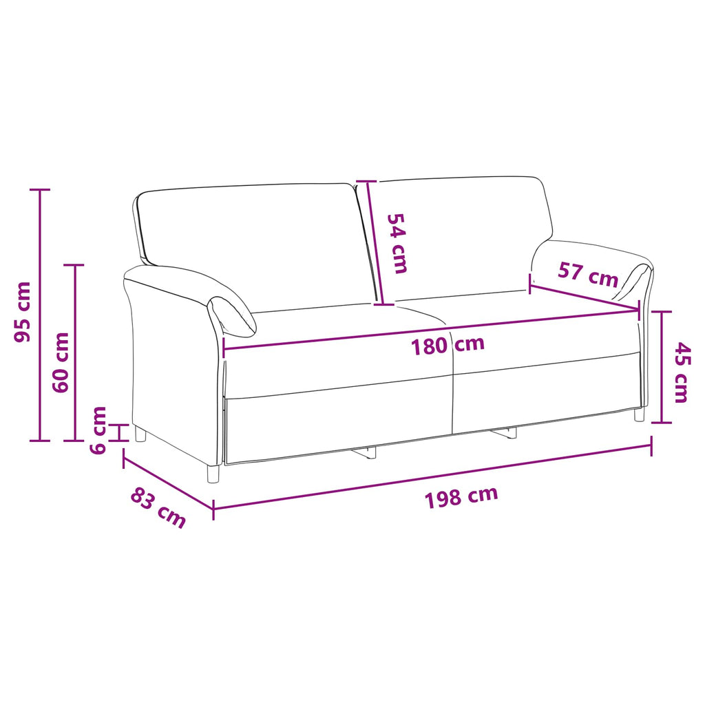 vidaXL Sofa 3-osobowa jasnoszary 198 x 83 x 95 cm Welur