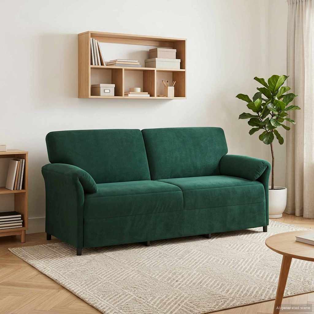 vidaXL Sofa 3-osobowa Ciemnozielony 198 x 83 x 95 cm Welur