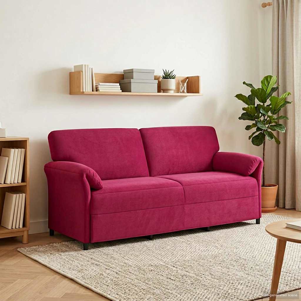 vidaXL Sofa 3-osobowa Czerwone wino 198 x 83 x 95 cm Welur