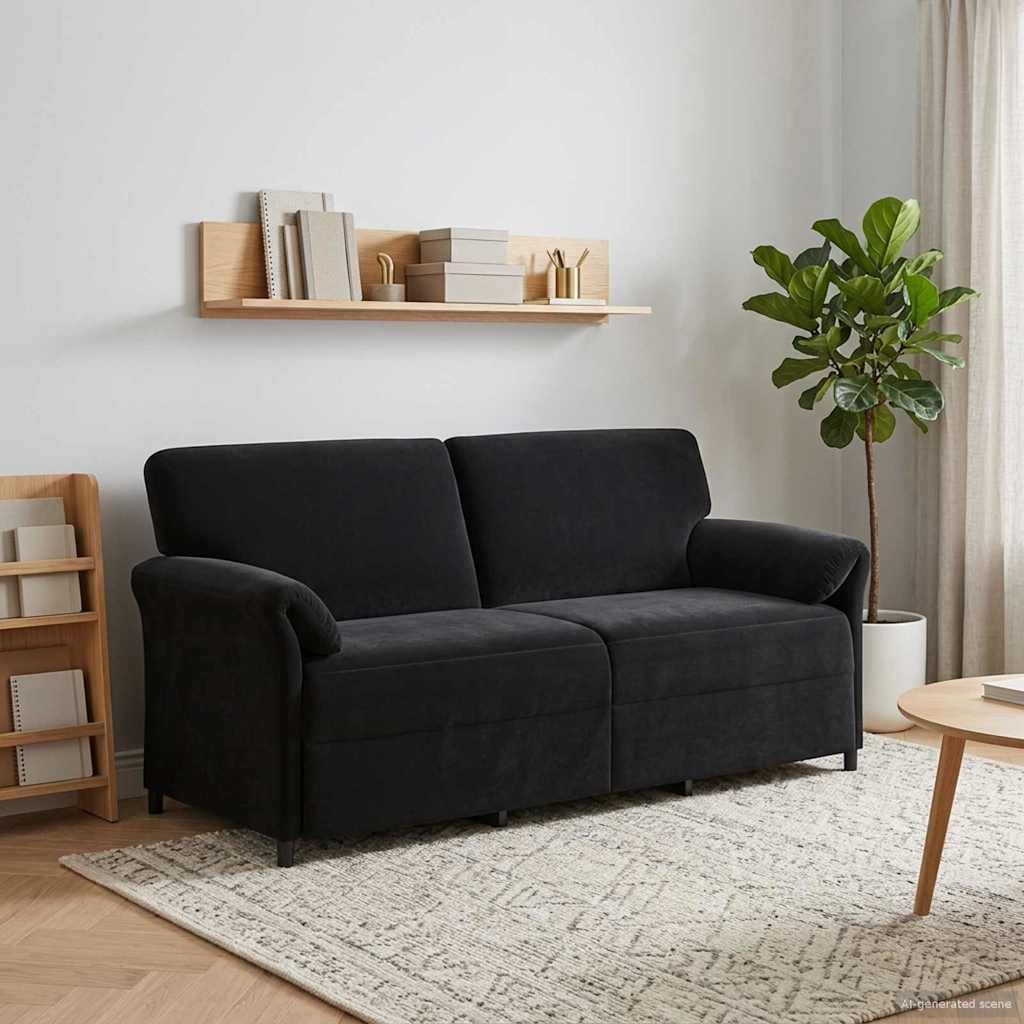 vidaXL Sofa 3-osobowa Czarny 198 x 83 x 95 cm Welur