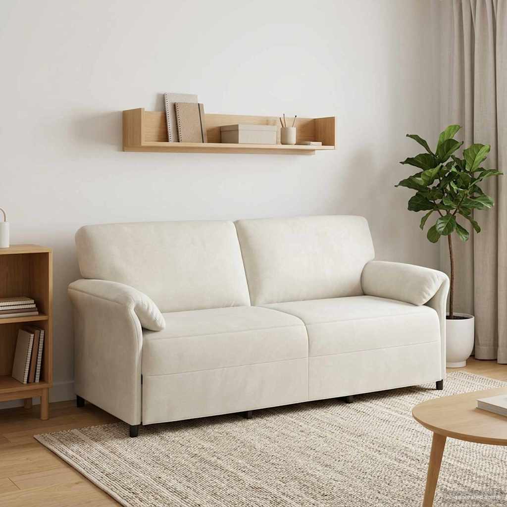 vidaXL Sofa 3-osobowa kremowy 198 x 83 x 95 cm Welur