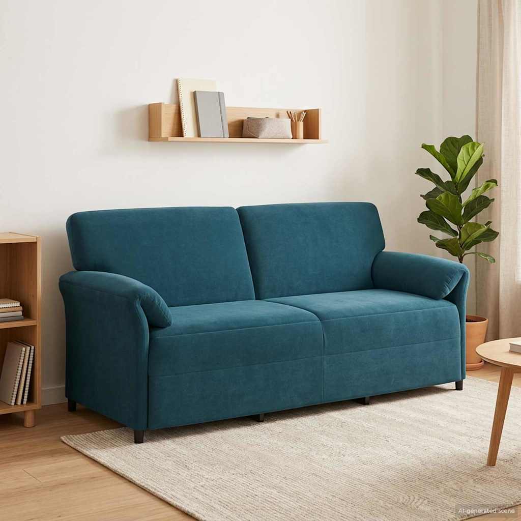 vidaXL Sofa 3-osobowa niebieski 198 x 83 x 95 cm Welur