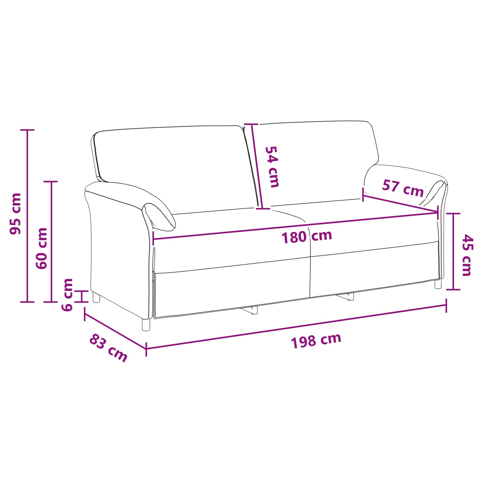 vidaXL Sofa 3-osobowa Niebieski policyjny 198 x 83 x 95 cm Welur