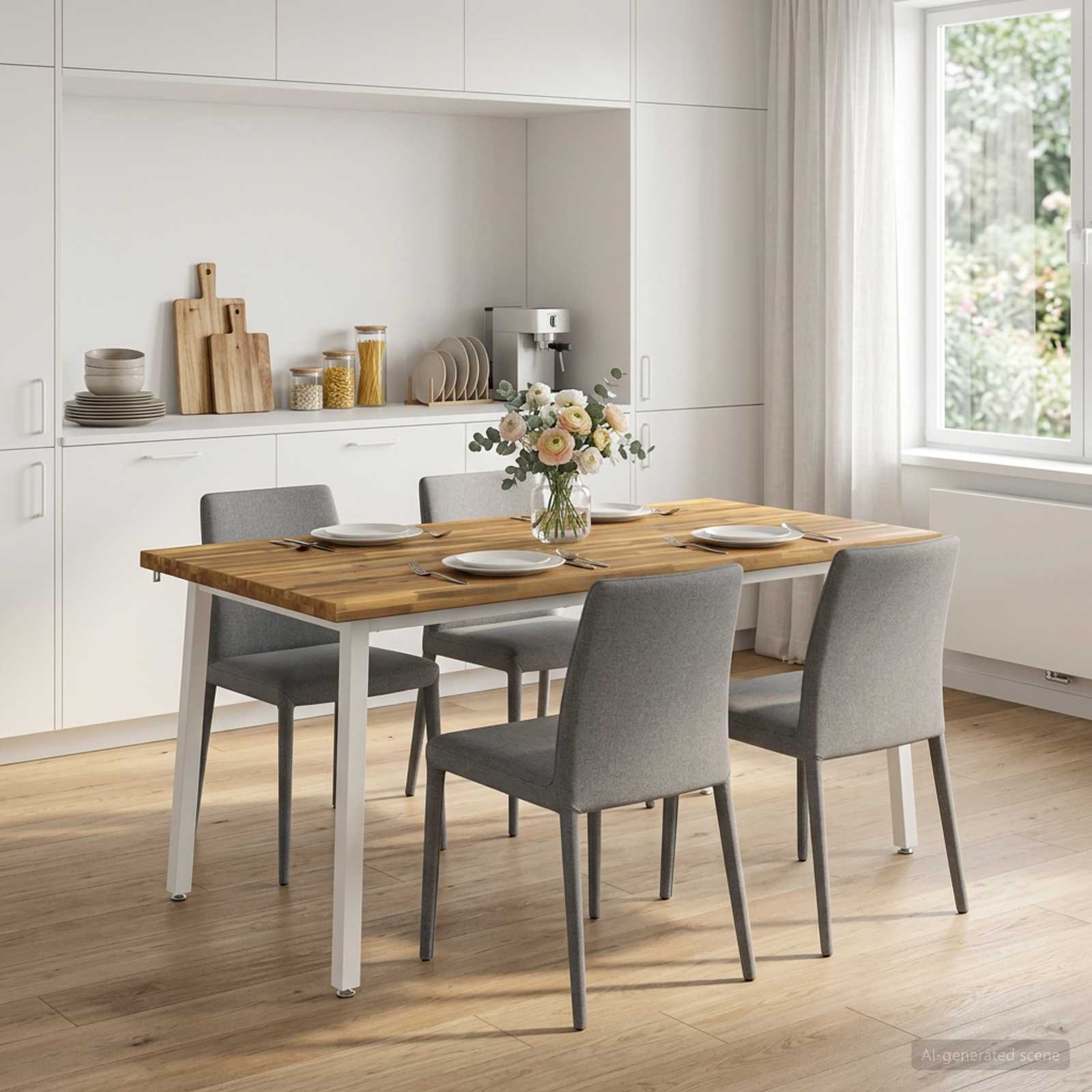 vidaXL Stół jadalny z naturalną krawędzią 160 x 90 x 75 cm Biały